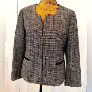 Ann Taylor navy / white jewel neck suit jacket size 14